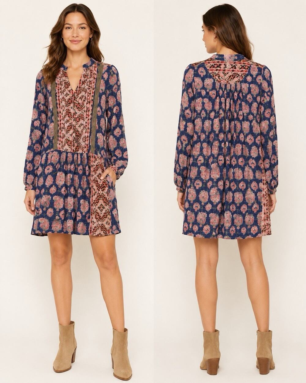 Anthropologie TINY Caviana Size XS Paisley Floral Drop Waist Pockets Boho Dress